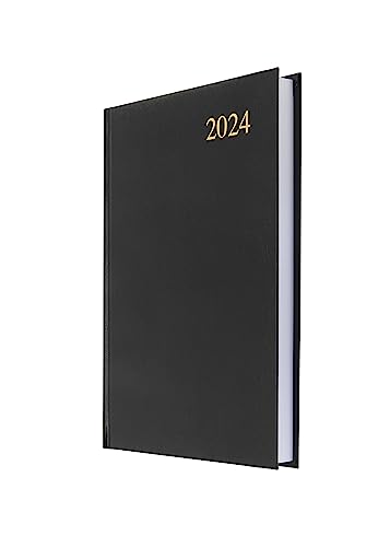 Collins Essential - Agenda diaria 2024 tamaño A5 – Agenda diaria 2024 página por día y planificador 2024 – Oficina de negocios, uso académico y personal 2024 (tamaño A5, negro)