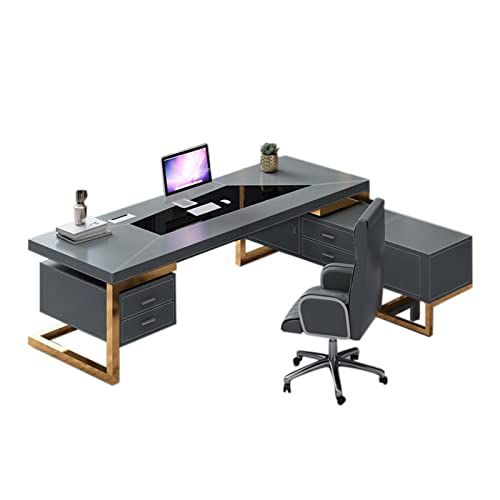 SKIMT Escritorio ejecutivo para jefe, oficina, escritorio de turnos grande, escritorio de presidente, escritorio de gerente y combinación de silla