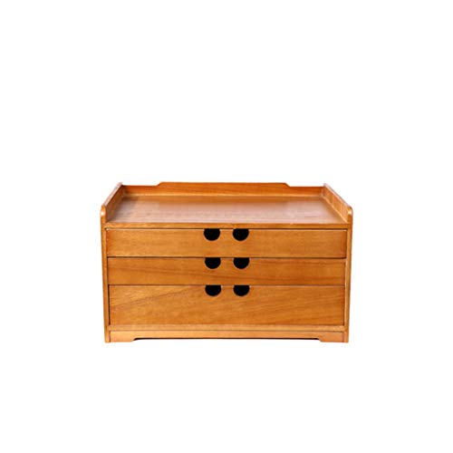 ZCX Sólido Oficina de madera artículos de escritorio del archivo Gabinete de almacenamiento Caja de almacenamiento de escritorio cajón de la mesa pequeña caja de madera de revestimiento Cajas de joyer