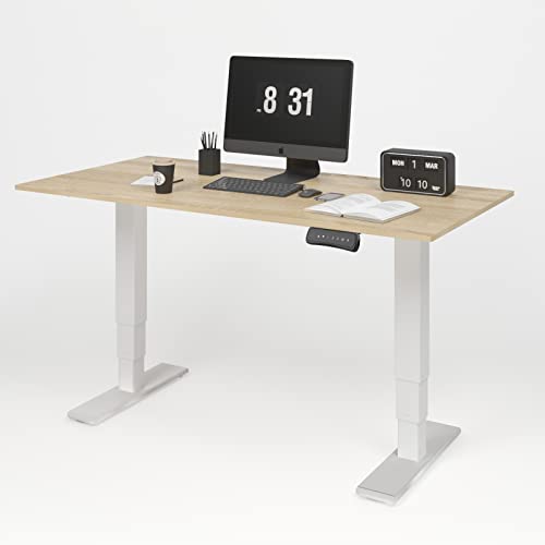 FLEXISPOT EC5 Escritorio Elevable Eléctrico con Tablero Arce Entero(160X80cm) - Standing Desk, Ajustable en Altura 62-127cm - con recordatorio y Memoria de Altura para Oficina y Hogar - 2 Motores