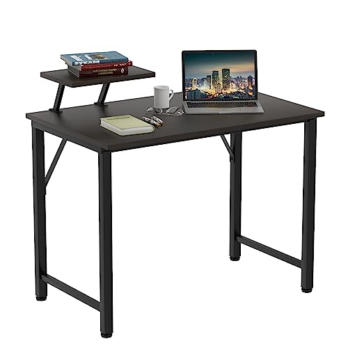 Naohfofha Escritorio para ordenador portátil, 80 x 40 x 75 cm, simple mesa de oficina moderna con soporte para monitor, mesa de trabajo estable de madera para trabajo, dormitorio y oficina