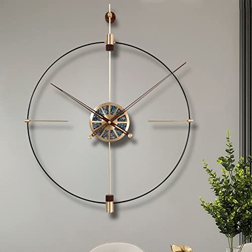 Hengqiyuan Relojes de Pared Grandes para la Decoración de la Sala de Estar Reloj Decorativo Minimalista de Metal con Pilas Silencioso Moderno para la Oficina del Restaurante,A