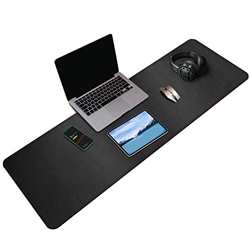 ZORESYN Alfombrilla de computadora de Oficina - 120x40cm, Impermeable tapete de Escritorio Antideslizante, Tapetes para Mouse - Negro