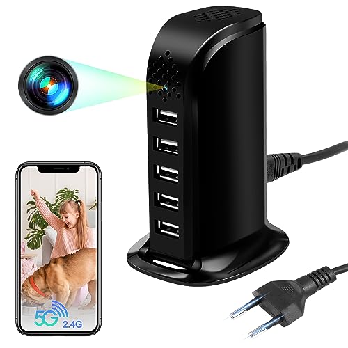 5G Cámara Espía Oculta WiFi, Mini Camaras Espias USB Cargador 1080P HD, Micro Camera Espia Camuflada de Vigilancia con Detección de Movimiento para Hogar Oficina
