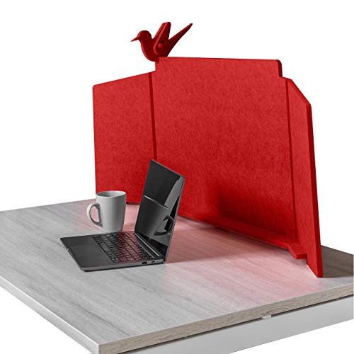 ECObird - Separador de Oficina - Organiza, Personaliza y Protege tu Espacio de Trabajo, Divisor Eco-Friendly para Escritorios, 108 x 49 cm - Rojo