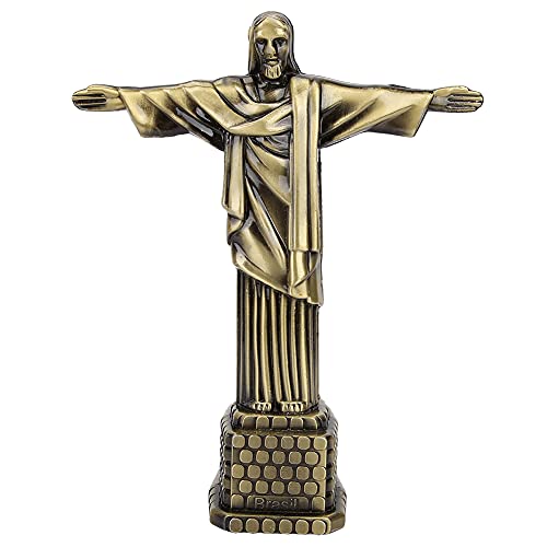 Figura de Jesús del Cristo Redentor de Brasil, Estatua Modelo de Metal de Estilo Vintage, Modelo de Monumentos de Brasil, Regalo para El Hogar, Decoración Navideña, Colección de Oficina