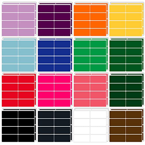 BLMHTWO 256 etiquetas de colores rectangulares de codificación de colores en 16 colores surtidos, autoadhesivos para escribir en el nombre, etiquetas de carpeta de archivos para suministros