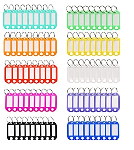 Paquete de 100 Llavero etiquetar , etiqueta para llavesen plástico de colores para surtidos surtidos etiqueta para llaves para oficinas en el hogar Etiqueta de equipaje