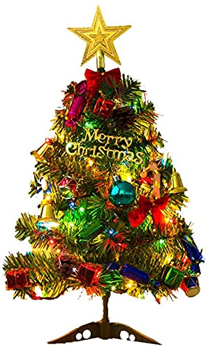 Mini árbol de Navidad, Micacorn 20Inch/50cm Árbol de Navidad de Mesa con Luces LED de Cadena y Adornos Colgantes, Árbol de Navidad Artificial para la Decoración Navideña de la Oficina en Casa