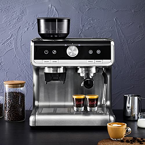Cafeteras Expresso Máquina de café de espresso con molinillo de cafetera eléctrica para cafetera comercial Presión de la bomba de la leche de vapor. para el Hogar y la Oficina ( Color : 220-240V )