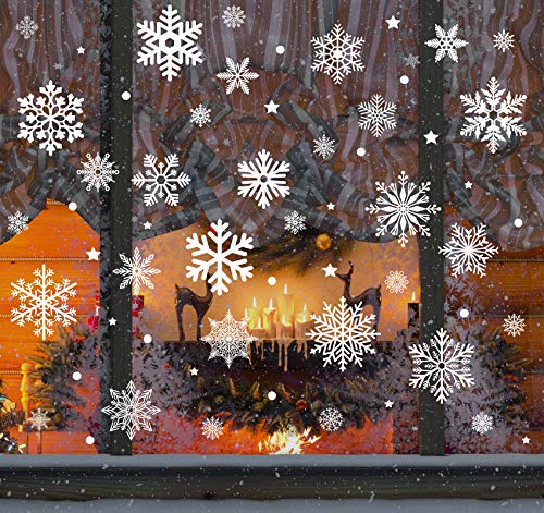 Pegatinas de Copo de Nieve de la Navidad, Etiquetas Engomadas Autoadhesivas de la Ventana del PVC Blanco, Decoración Navideña para el Casa Oficina Centro Comercial